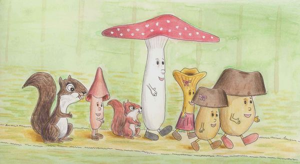 Illustration aus dem Kinderbuch Tobi der fliegende Pilz